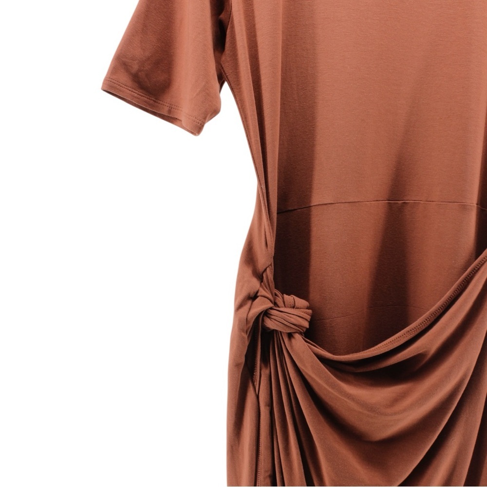 Garnet Hill Easy‎ Wrap Knit Dress Brown Comfort Chic Capsule Stretch M - Picture 5 of 13